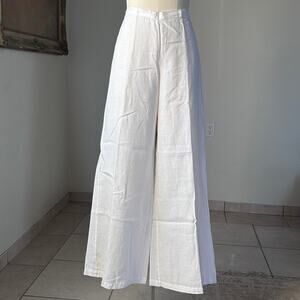 linen wide leg pant lagenlook minimalist European coastal white M Bryn Walker